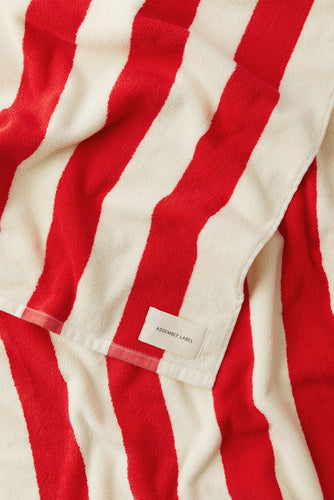 Assembly Label - Signature Stripe Beach Towel, Chilli / Cream
