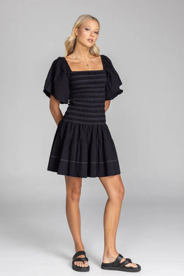 Blak - Everlight Kiss Dress, Black with White Topstitching