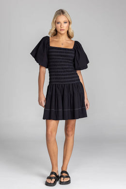 Blak - Everlight Kiss Dress, Black with White Topstitching