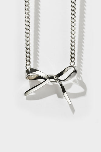 Meadowlark -   Large Bow Necklace, Sterling Silver