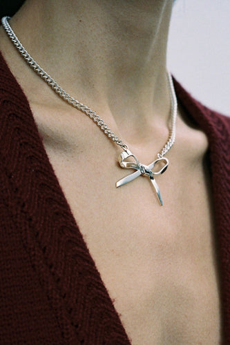 Meadowlark -   Large Bow Necklace, Sterling Silver