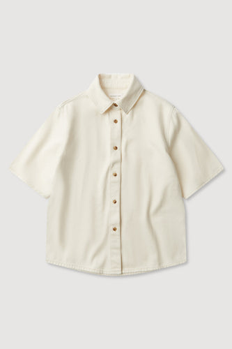 Assembly Label - Boxy Denim Short Sleeve Shirt, Ecru