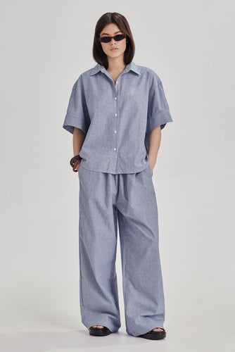 Commoners - Boyfriend Shirt, Blue Pinstripe