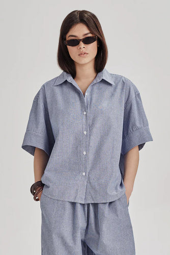 Commoners - Boyfriend Shirt, Blue Pinstripe