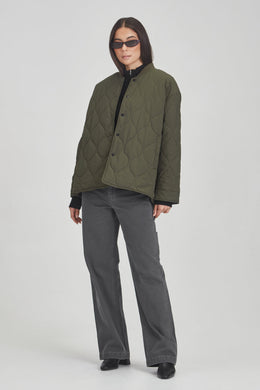 Commoners - Womens Quilted Jacket, Olive Grey