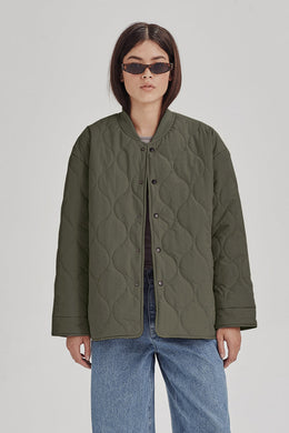 Commoners - Womens Quilted Jacket, Olive Grey