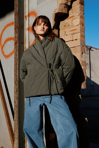 Commoners - Quilted Wrap Jacket, Olive Grey