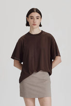 Commoners - Womens Boy Tee, Cocoa w White Stitch