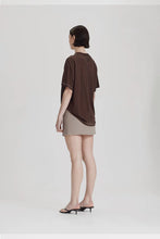 Commoners - Womens Boy Tee, Cocoa w White Stitch
