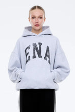Ena Pelly - Collegiate Oversized Hoodie, Mid Grey Marle
