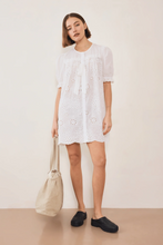 Commonplace – Afternoon Swim Puff Sleeve Dress, Cream Broiderie