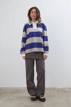 Commonplace - Ocean Frill Polo, Navy Grey White