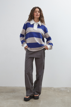 Commonplace - Ocean Frill Polo, Navy Grey White