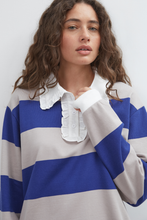 Commonplace - Ocean Frill Polo, Navy Grey White