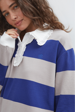 Commonplace - Ocean Frill Polo, Navy Grey White