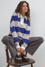 Commonplace - Ocean Frill Polo, Navy Grey White