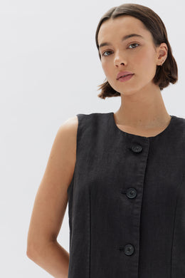 Assembly Label - Coralie Linen Mini Dress, Black