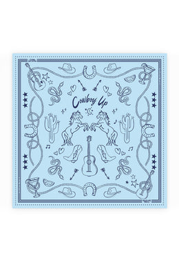 Dark Hampton x Kaylee Bell, Petite Silk Scarf, Cowboy Up Blue