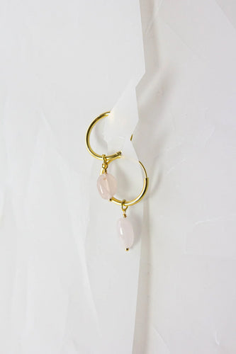 Crushes - Gemstone Hoops , Rose Quartz/Gold