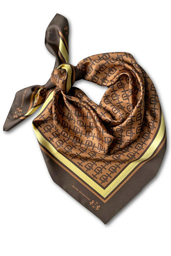 Dark Hampton - Harvey Large Silk Scarf, Brown Monogram