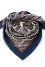 Dark Hampton - The Sutherland Wool Silk Scarf, Navy Caramel
