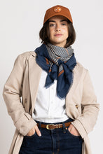 Dark Hampton - The Sutherland Wool Silk Scarf, Navy Caramel