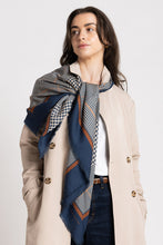 Dark Hampton - The Sutherland Wool Silk Scarf, Navy Caramel