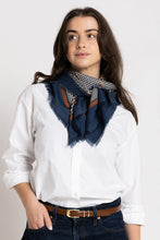 Dark Hampton - The Sutherland Wool Silk Scarf, Navy Caramel