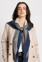 Dark Hampton - The Sutherland Wool Silk Scarf, Navy Caramel
