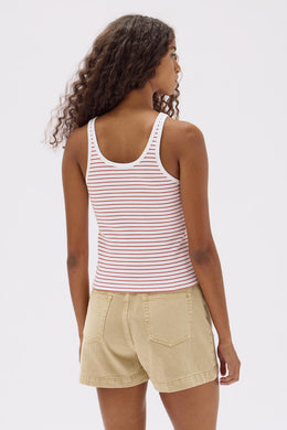 Assembly Label - Drew Rib Organic Tank, Papaya/ White