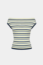 Ruby - Emma Knit Top, Lemon Navy Stripe