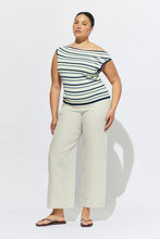 Ruby - Emma Knit Top, Lemon Navy Stripe