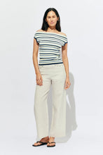 Ruby - Emma Knit Top, Lemon Navy Stripe