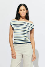 Ruby - Emma Knit Top, Lemon Navy Stripe