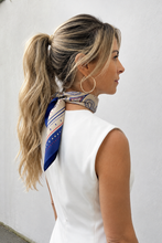 Dark Hampton - DH x Ellie Compton The Elliot Petite Silk Scarf, Blue/Tan