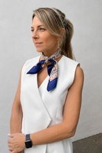 Dark Hampton - DH x Ellie Compton The Elliot Petite Silk Scarf, Blue/Tan