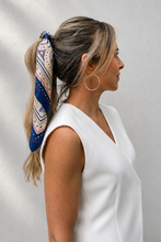 Dark Hampton - DH x Ellie Compton The Elliot Petite Silk Scarf, Blue/Tan