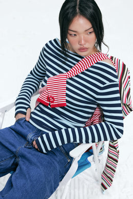 Ruby - Emma Knit Longsleeve, Baby Blue Navy Stripe