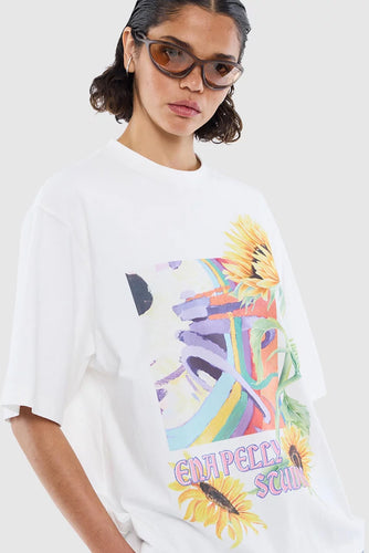 Ena Pelly - Sunflower Warp Tee, Vintage White