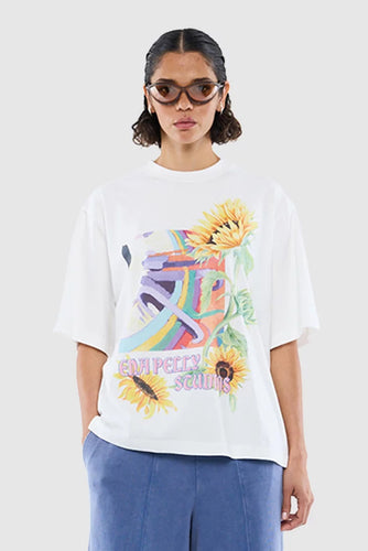 Ena Pelly - Sunflower Warp Tee, Vintage White