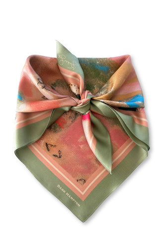 Dark Hampton - DH x Jackie Green The Fabulous Petite Silk Scarf, Blush/Olive