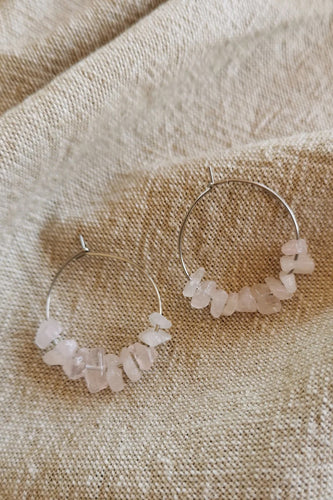 Fi Jewellery - Gemstone Hoops, Rose Quartz