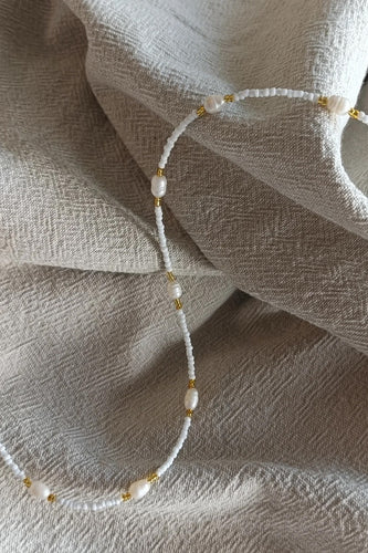 Fi Jewellery - Classic Pearl Necklace, White/Gold