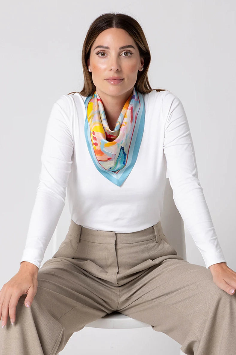 Dark Hampton x Carrie Broomhall - Finn Petite Silk Scarf, Blue Multi