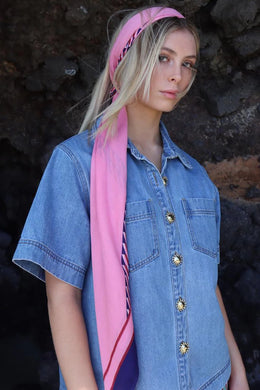 Dark Hampton - The Forbes Cashmere Modal Scarf, Navy Blue Pink
