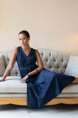 Humidity - Ivy Denim Midi Dress, Dark Blue