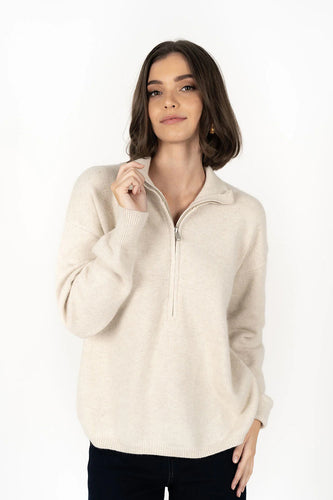 Humidity - Knox Zip Sweater, Almond
