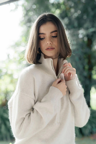 Humidity - Knox Zip Sweater, Almond