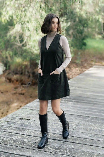 Humidity - Riley Cord Dress, Moss