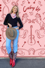 Dark Hampton x Kaylee Bell, Petite Silk Scarf, Cowboy Up Pink